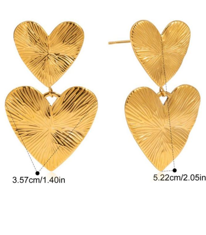 Aretes corazón doble