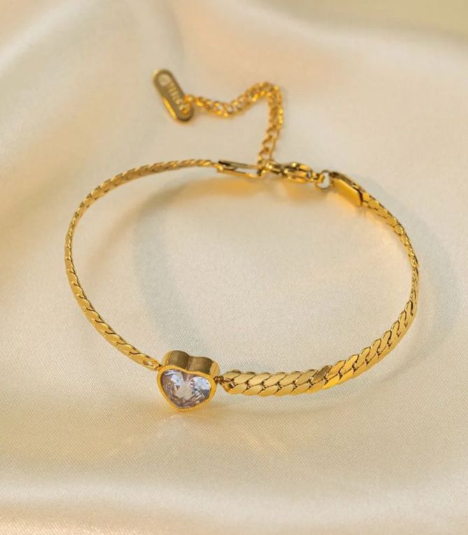 Collar y brazalete set diamond heart