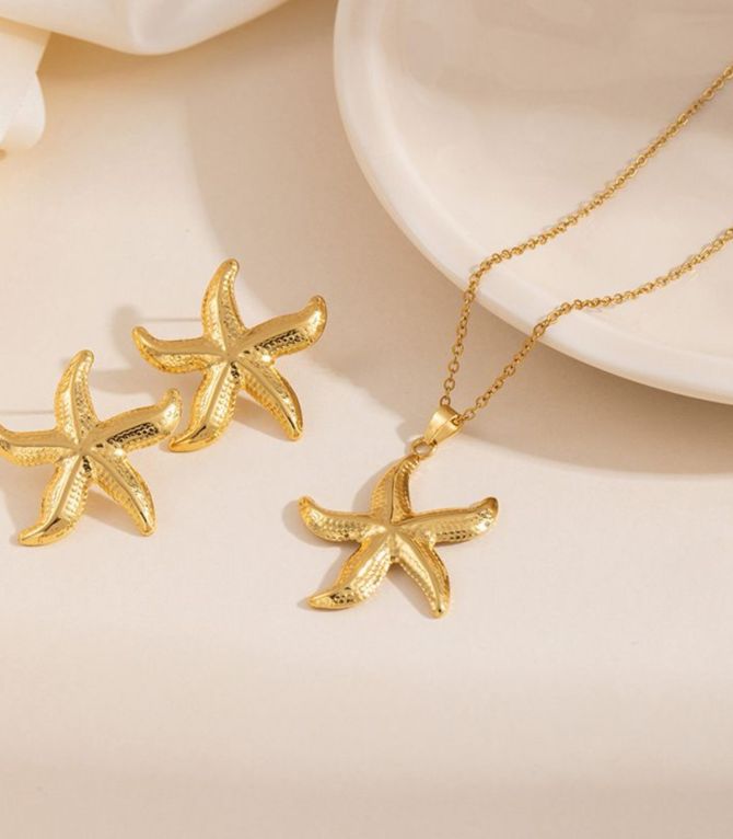 Collar y aretes set starfish