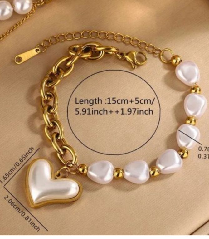 Brazalete heart shaped pearl