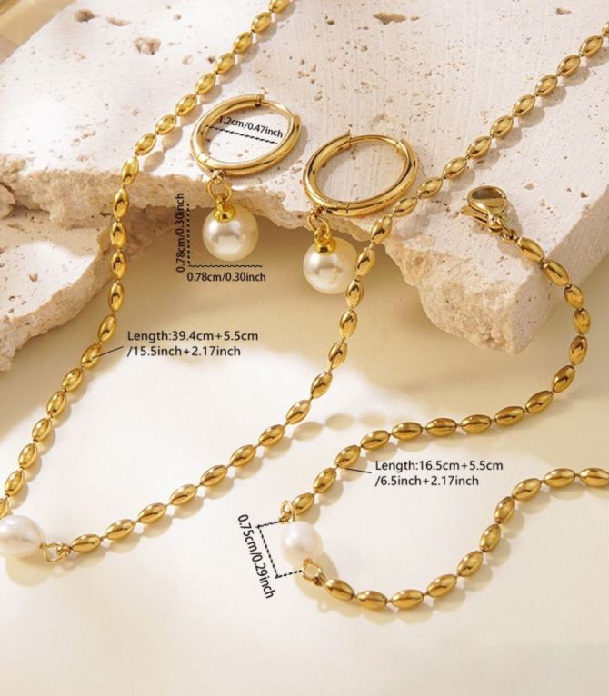 Set collar aretes y brazalete perlas