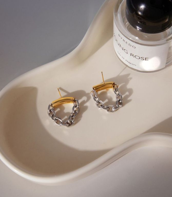 Aretes bicolor cadena